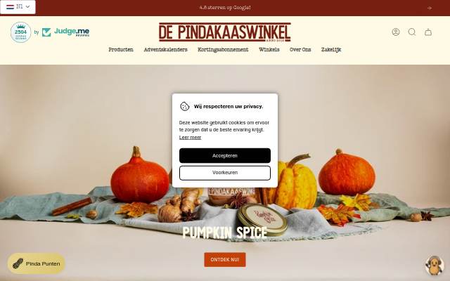 Startseite von de pindakaaswinkel
