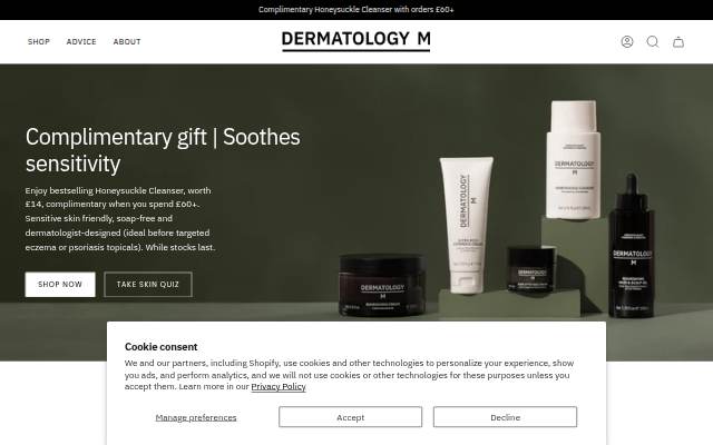 Dermatology M Store storefront