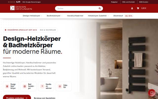 Startseite von Design Heizungen: Bad- und Wohnraum-Heizkörper