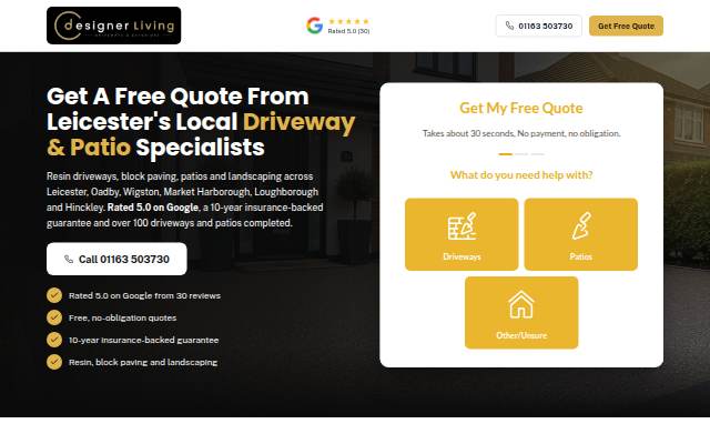 Startseite von Get A Free Quote From Leicester's Local Driveway &amp; Patio Specialists
