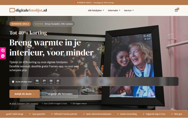 Startseite von digitalefotolijst.nl