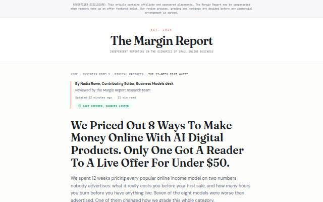 Montra da The Margin Report — 8 AI Digital Product Models, Only One Under $50