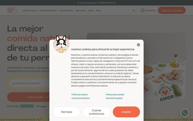 Montra da Comida natural cocinada para perros