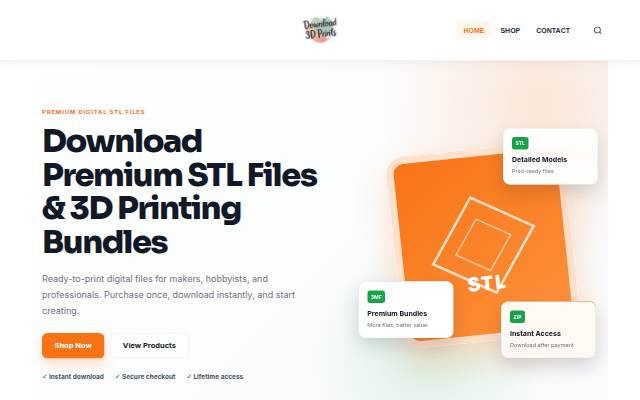 Montra da Download 3D Prints – Premium STL Files. Instant Downloads