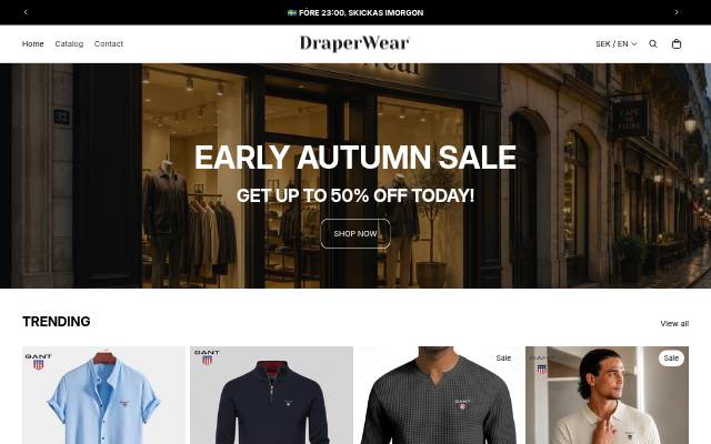 DraperWear storefront