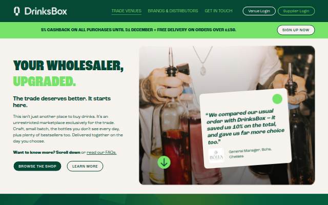 Startseite von DrinksBox