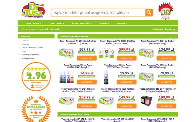 Tusze i tonery do drukarek Sklep DrTusz storefront