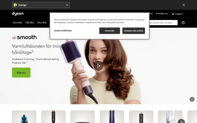 Dysons officiella webbplats storefront