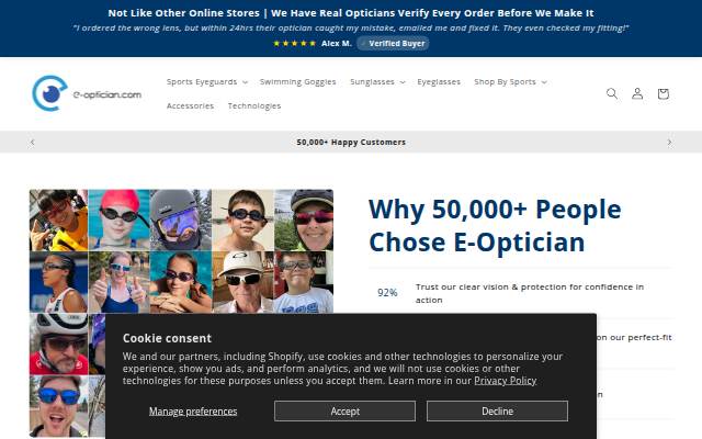 E-Optician storefront