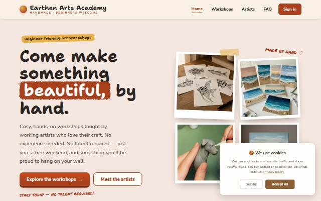 Earthen Arts Academy storefront