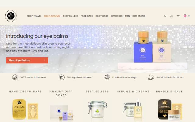 The Edinburgh Natural Skincare Company storefront