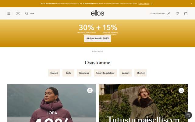 Startseite von Ellos.fi