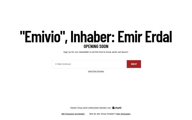 "Emivio", Inhaber: Emir Erdal storefront