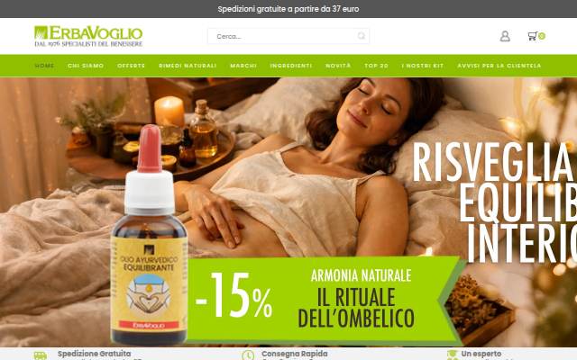 Montra da Integratori e Superfoods Erbavoglio - Specialisti del benessere dal 1976
