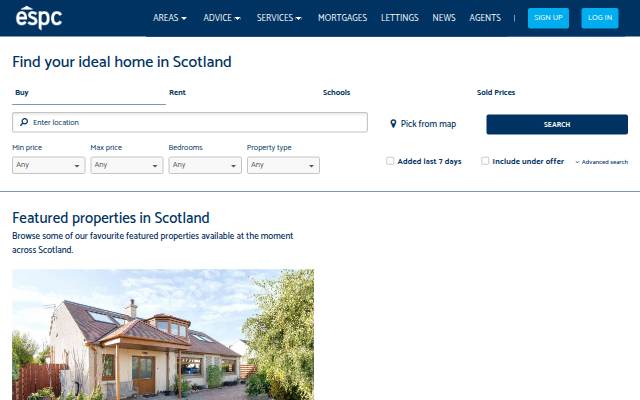 Escaparate de Scotland's Property Search Website