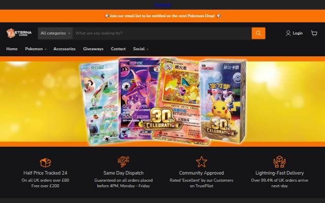 Eterna Cards storefront