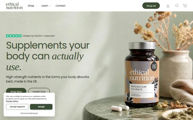 Ethical Nutrition storefront