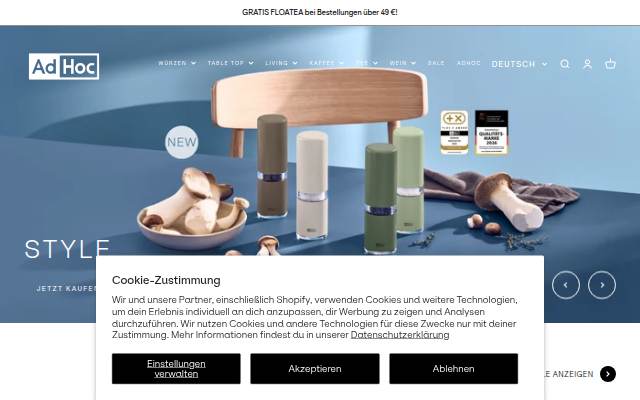Startseite von AdHoc EU