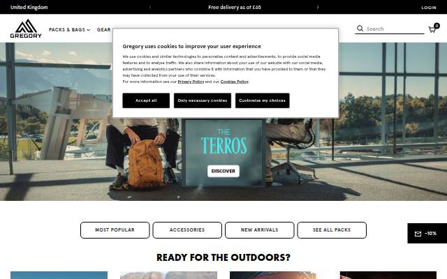 Gregory packs ® Official Webshop storefront