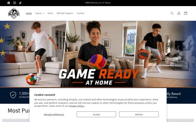 EU Safe Sport Gear storefront