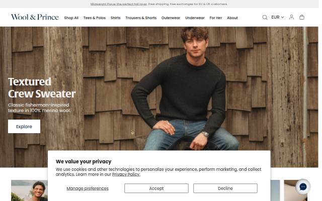 Startseite von Wool&amp;Prince Europe