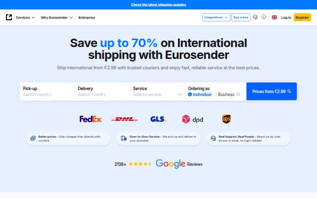 Eurosender.com storefront