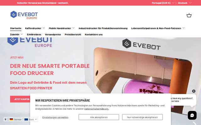 EVEBOT Europe storefront