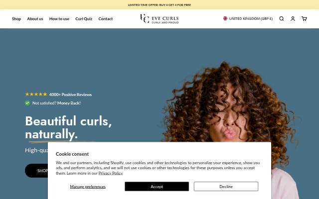 Eve Curls storefront
