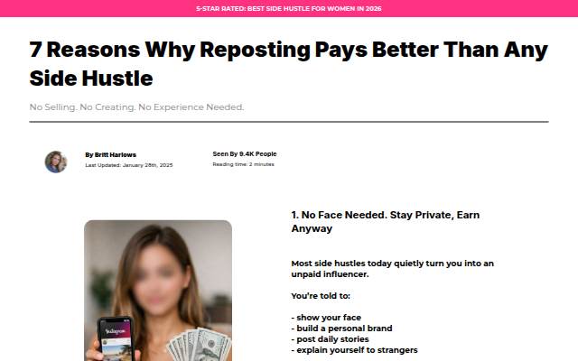 7 Reasons Why Reposting Pays Better Than Any Side Hustle storefront