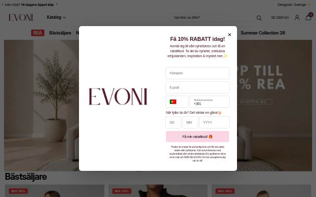 Evoni storefront