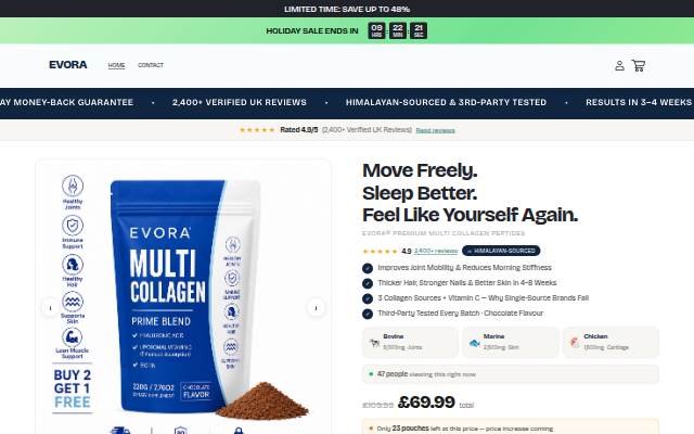 EVORA nutrition storefront