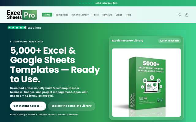 Excel Sheets Pro storefront