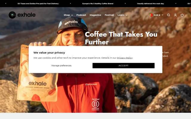 Exhale Healthy Coffee storefront