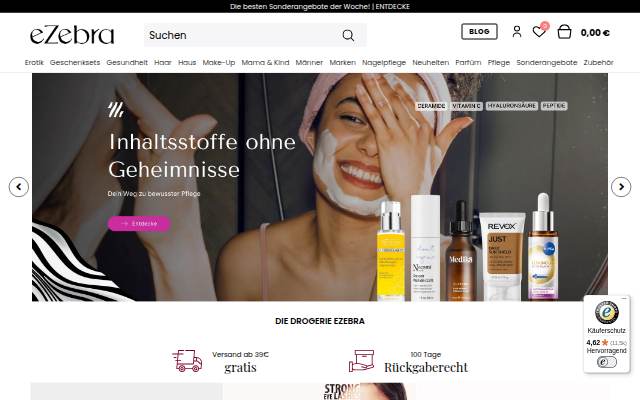 Startseite von Ezebra