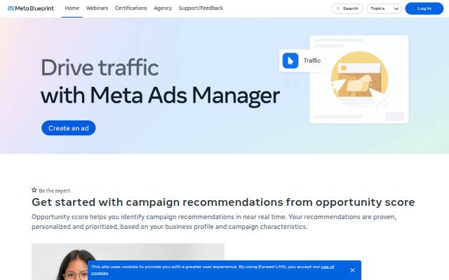 Startseite von Meta Blueprint : Learn new skills to build your brand or business