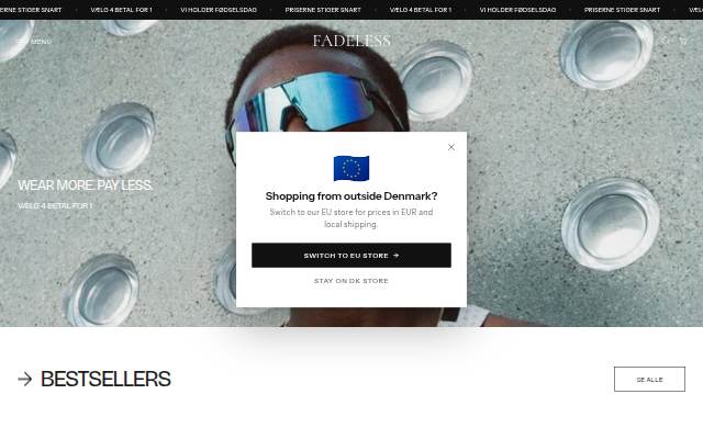Fadeless.dk storefront
