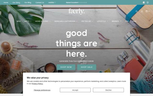 Startseite von Faerly