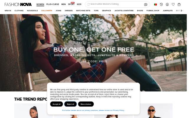 Fashion Nova storefront