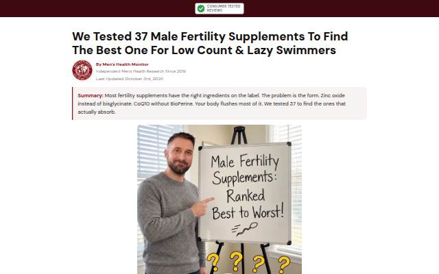 Startseite von We Tested 37 Male Fertility Supplements To Find The Best One