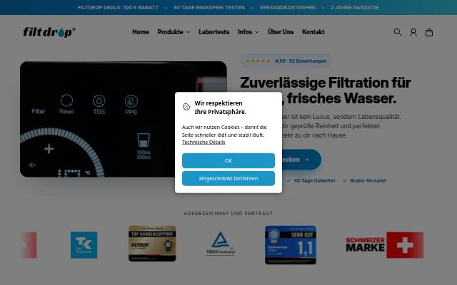 Filtdrop storefront