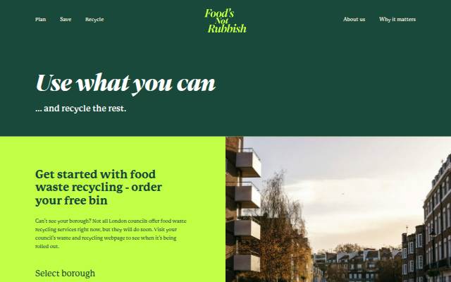 Startseite von Food's Not Rubbish