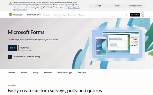 Microsoft Forms storefront