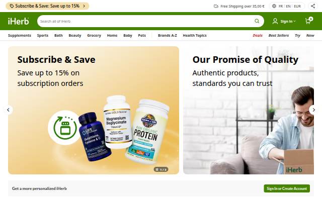 Vitrine de iHerb