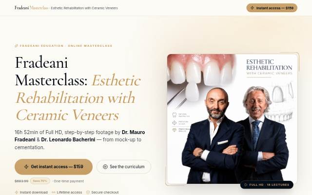 Startseite von Fradeani Masterclass: Ceramic Veneers — Esthetic Rehabilitation
