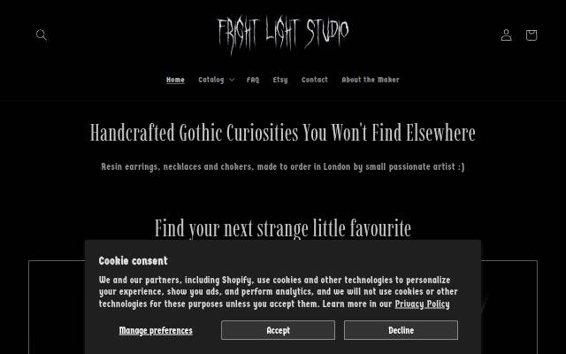 Fright Light Studio storefront