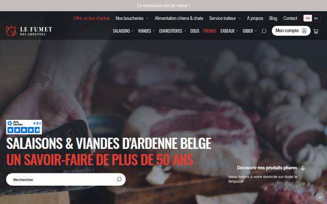 Escaparate de Fumet des Ardennes Boucheries Producteur Viande et charcuterie ardennaise