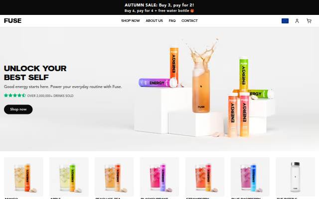 Energy as an effervescent tablet storefront