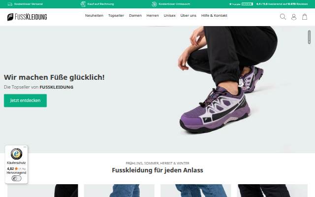 Fusskleidung.de storefront