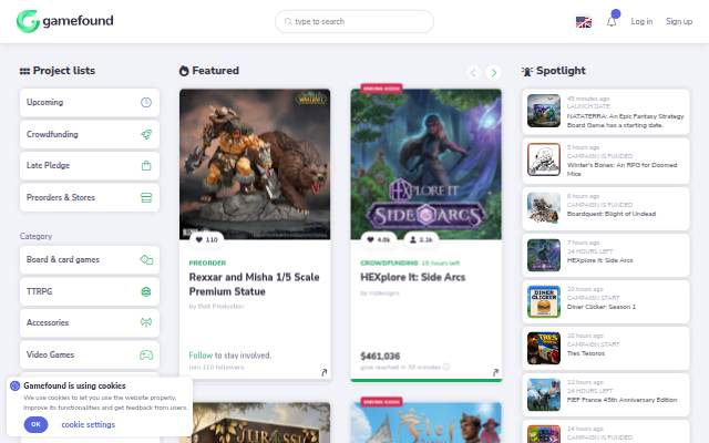 Gamefound storefront