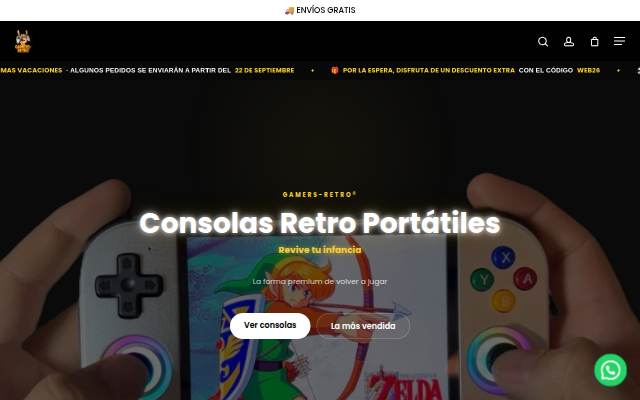 Gamers Retro | Consolas Portátiles Retro | Tienda online de consolas portátiles retro – económicas, potentes y con envío rápido desde España storefront